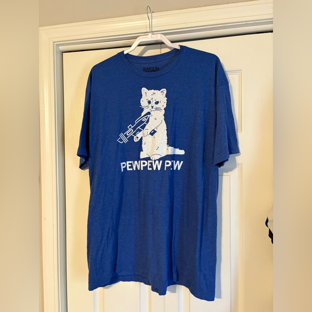 Raygun Blue Cat Pew Pew T-Shirt